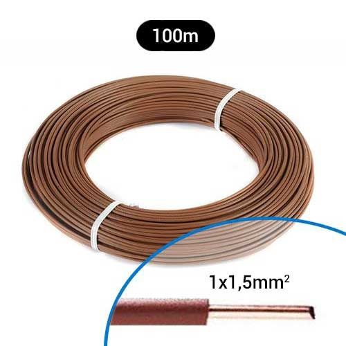 Fil électrique rigide H07VU 1.5² marron - Couronne de 100m
